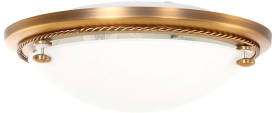 Plafonnier Steinhauer Belleron 2785BR bronze, Ø 29 cm, avec 2 douilles E27, en verre et métal, design classique pour usage intérieur