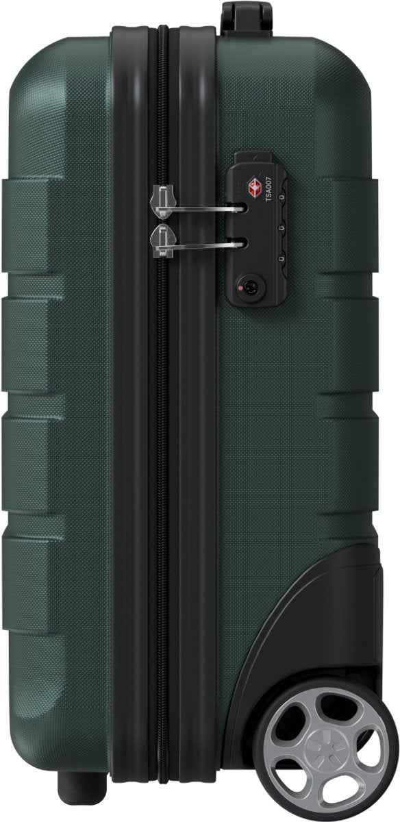 Valise cabine TRVLMORE à glisser sous le siège – 40 x 30 x 20 cm – 24 L – Serrure TSA – 2 roues – Vert foncé