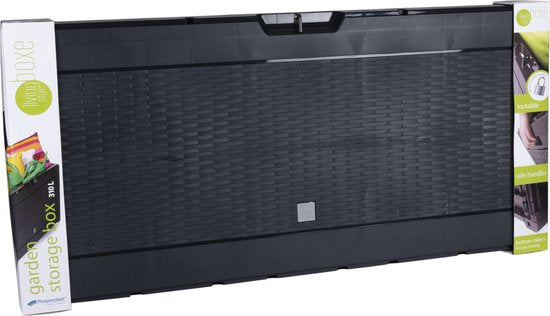 Boîte de rangement 310 L, résistante aux UV et aux intempéries, avec roulettes, boîte de jardin aspect rotin, anthracite