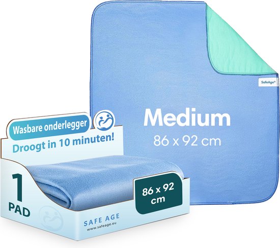 Safe LifePièces d'incontinence lavables pour adultes - Animaux et enfants - Protège-matelas - Moyen - Bleu/Vert