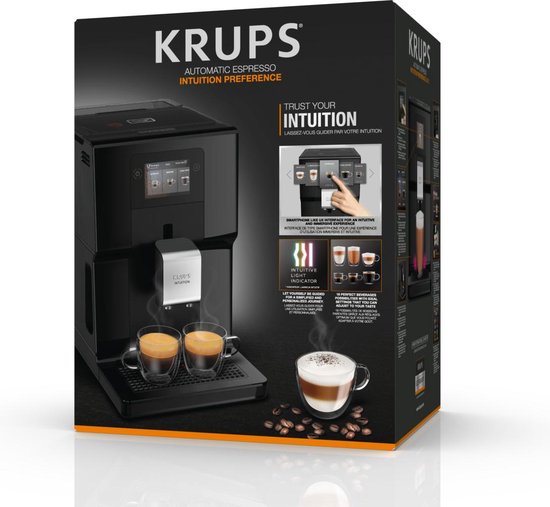 Krups Intuition Preference EA8738 - Machine à expresso entièrement automatique - Avec réservoir à lait - 11 recettes