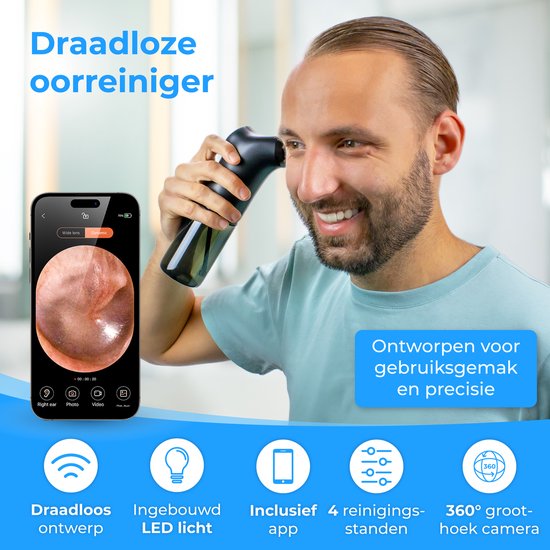 Nuvance Nettoyeur d'oreilles électrique - Extracteur de cérumen - Spray auriculaire - 9 bouchons d'oreilles - Nettoyage d'oreilles - Nettoyeur d'oreilles