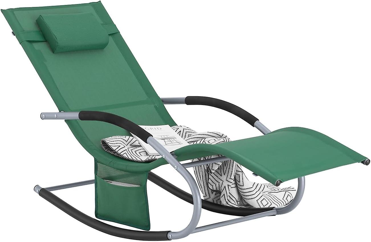SoBuy - Chaise longue à bascule - Vert foncé - 150x63x83 cm