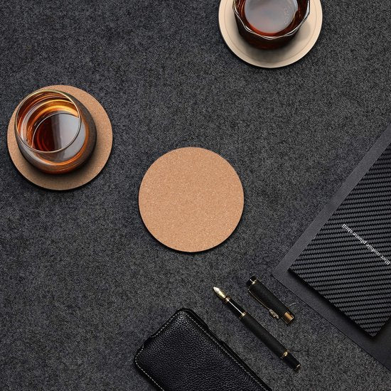 Sous-verres Castagnola - Sous-verres en liège pour verres - Sous-verres avec support - Sous-verres - Absorbants et résistants à la chaleur - 10 pièces