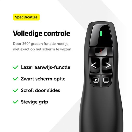 Garpex® Wireless Presenter - Clicker de présentation - Présentateur sans fil - Télécommande Powerpoint - Pointeur laser - Sans fil