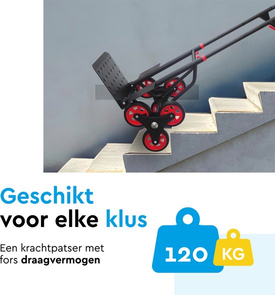 BRASQ Chariot d'escalier - Acier - Capacité 120KG - Chariot de transport - Aide au transport - Pliable - Chariot d'escalier