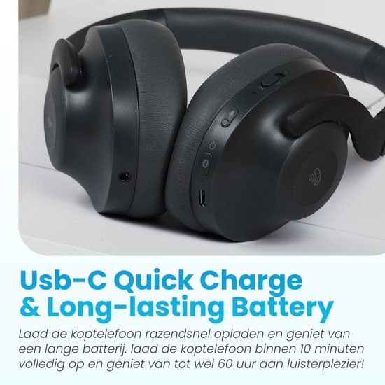 Casque sans fil Golden Sound - Suppression active du bruit - Mode ambiant - Autonomie de 60+ - Oreillette - Mode conversation - Casque bluetooth - ANC hybride jusqu'à 40dB - Casque