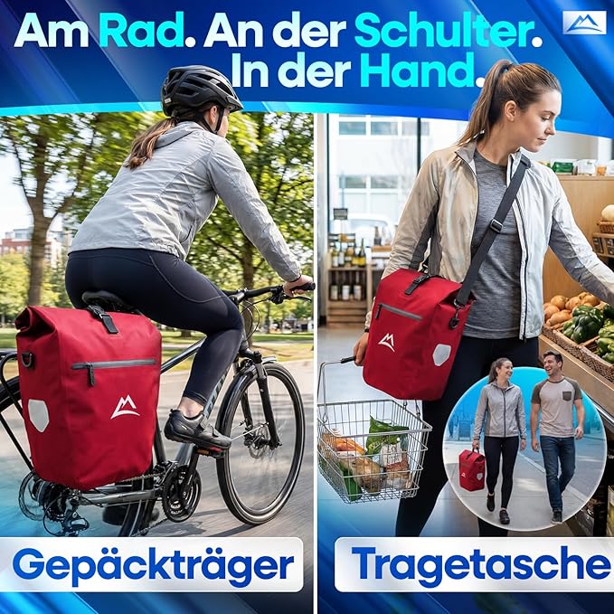 Sac de vélo Nextcover - 28 L - TPU - Fermeture à enroulement - Porte-bagages - Rouge