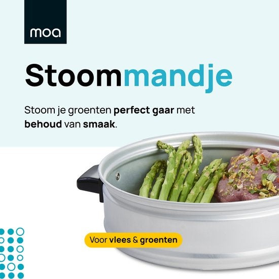 Cuiseur de riz avec cuiseur vapeur - MOA - 1.5 litres - Noir - RC18B