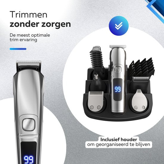 Tondeuse à barbe 6-en-1 pour hommes - 6 accessoires interchangeables - Tondeuse pour le corps et la barbe - Tondeuse pour le corps - Tondeuse pour le nez et les oreilles