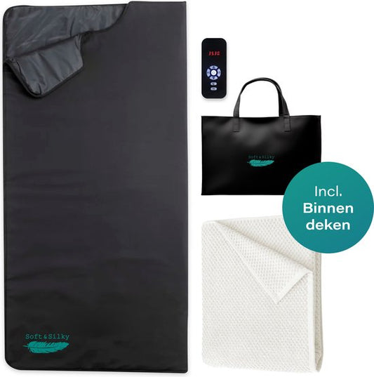 Couverture infrarouge ComfortFlow - 35 à 85º - Couverture de désintoxication incluse - Infrarouge - Thérapie par la lumière rouge - Sauna - Thérapie par la lumière rouge - Lampe - Chaleur - Électrique - Couverture - Pour les muscles, la fibromyalgie et le