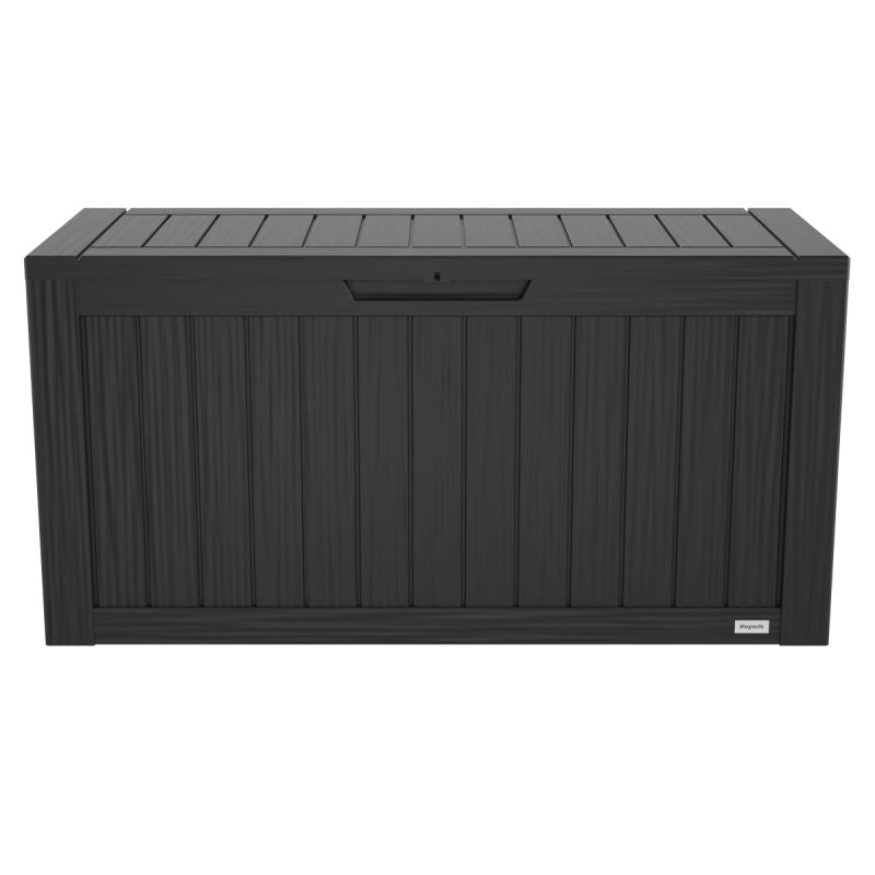 LifeGoods Cushion Box S - 300L - Plastique - Résistant aux intempéries & Ressort à gaz de luxe - Noir