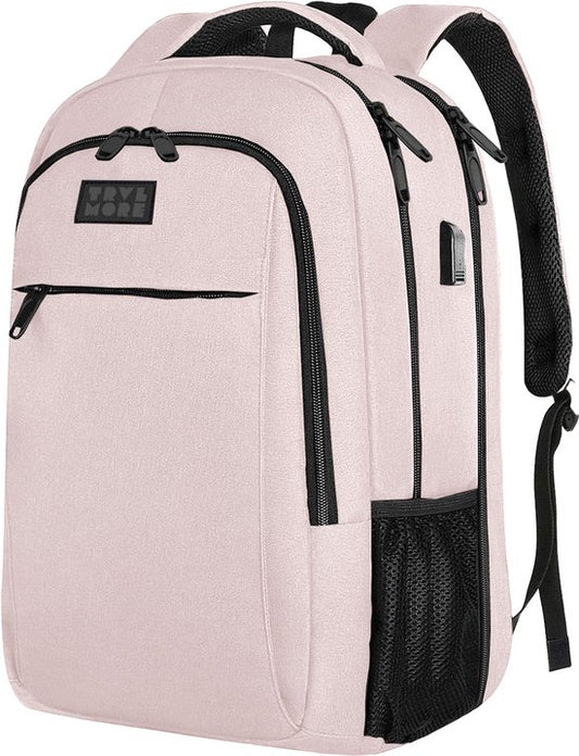 TRVLMORE Sac à dos - 28L - 15.6 Inch - Sac à dos pour ordinateur portable avec USB - Antivol - Homme et Femme - Sac Rose