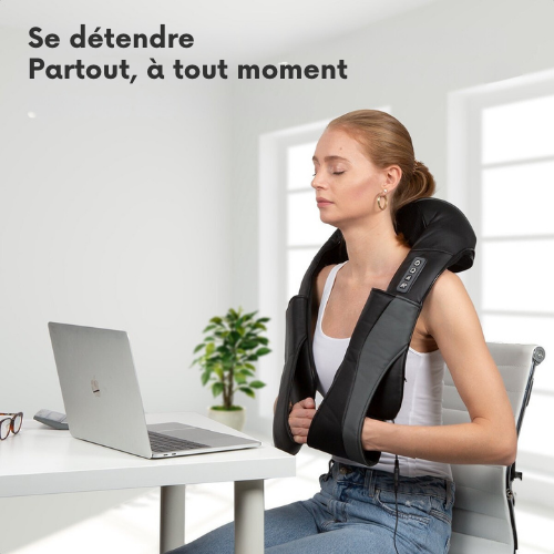 Coussin de massage Shiatsu, Auronic, Appareil de massage électrique, Infrarouge, Noir