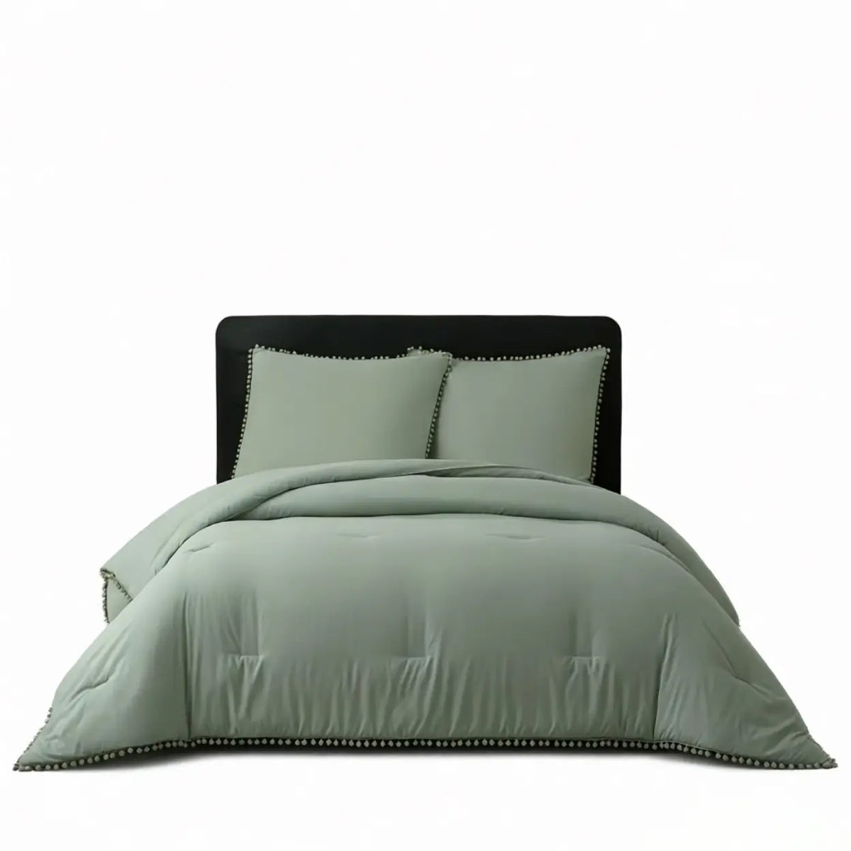Ensemble de housse de couette Meeallhome avec franges à pompons - 200 x 220 cm + 2 x 80 x 80 cm - Turquoise