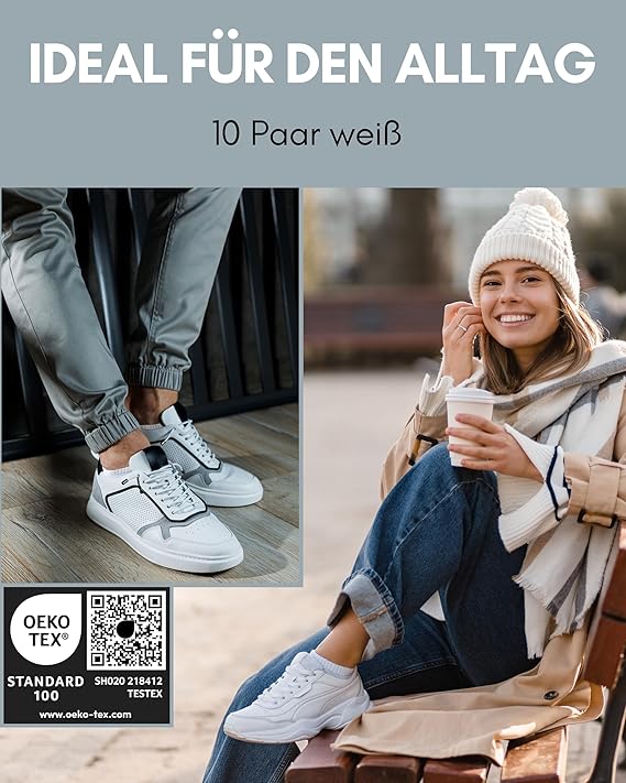 Heroic 10 paires de chaussettes d'entraînement de qualité supérieure pour hommes et femmes - Ensemble de chaussettes courtes en coton peigné - Taille 39-42