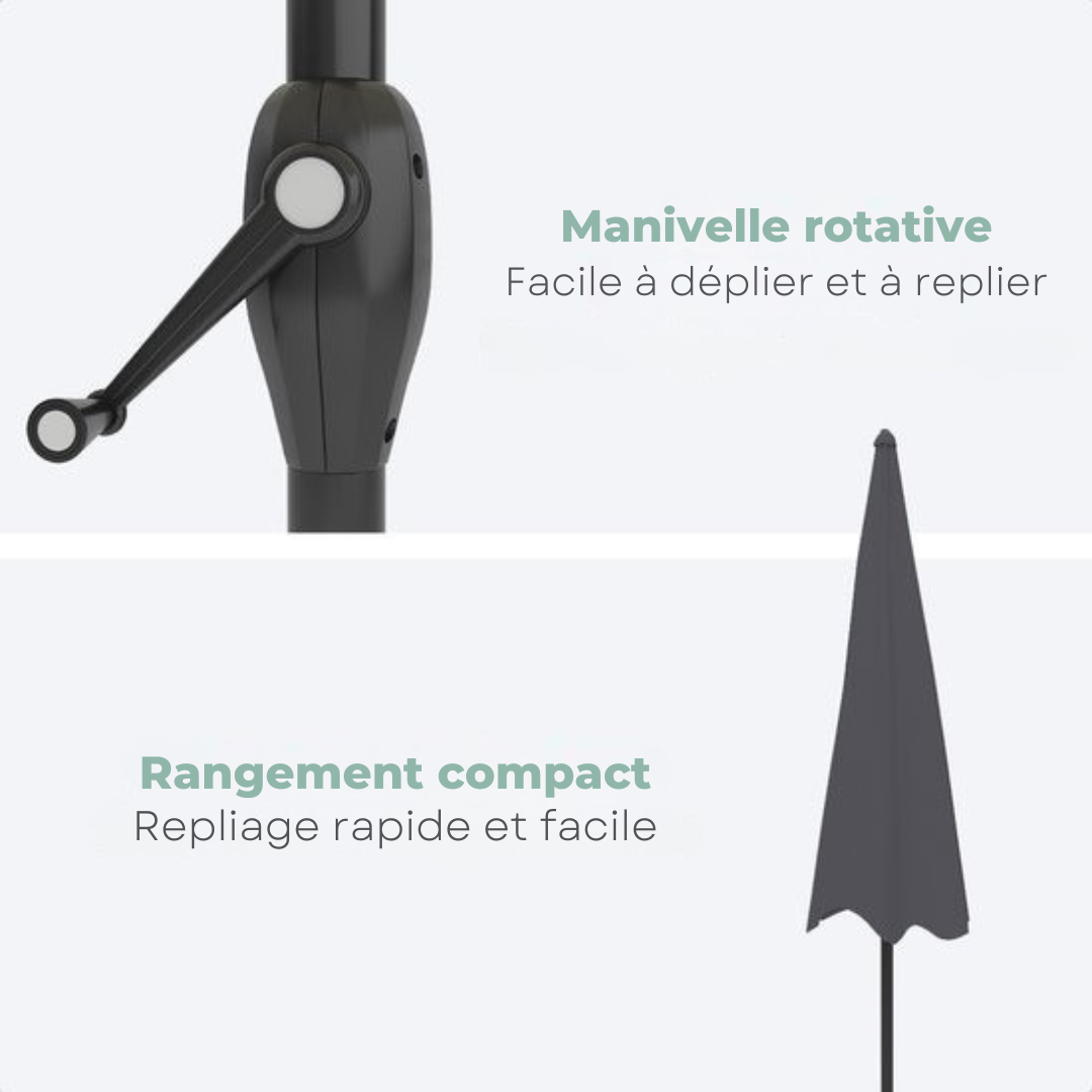 Parasol LifeGoods - Ø270 cm - 30° inclinable - imperméable - avec housse - Gris foncé