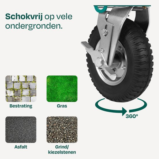 Chariot à plateau VONROC Premium – avec pneus gonflables – pliable – capacité de charge max. 300 kg – grande surface de chargement 90 x 60 cm – sangles de fixation incluses