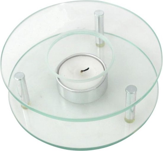 Théière rechaud/plaque chauffante - verre - bougie chauffe-plat - D12 x H4 cm