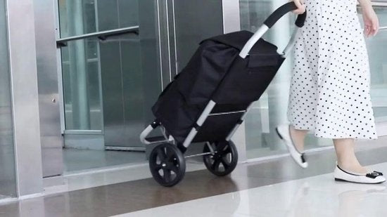Chariot de courses - Strex - Pliable et à roulettes - Sac imperméable 45 L - Noir
