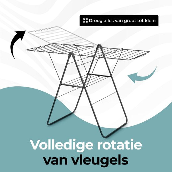 STAUS&BACH Étendoir à linge 20m - Robuste - Étendoir à linge pliable - vertical - Acier - Noir mat - Aeriq Compact