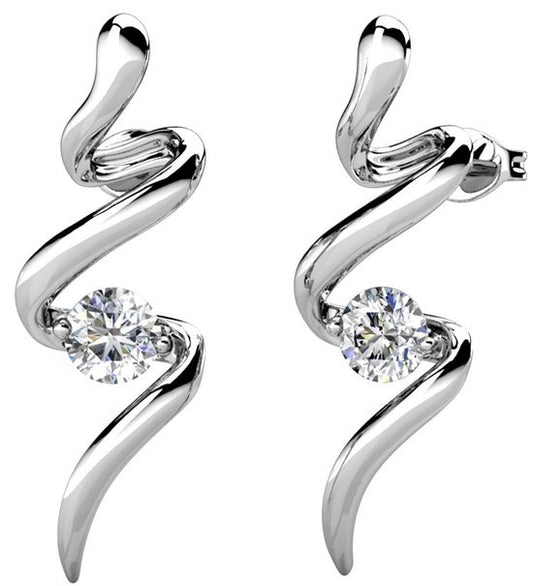 Yolora Boucles d'oreilles pour dames avec cristaux Kalpa Camaka - Couleur argentée - Plaqué or blanc 18K - Boucles d'oreilles