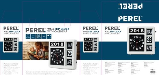 Perel Horloge murale Flipchart avec calendrier - 31 x 31 cm - hollandais
