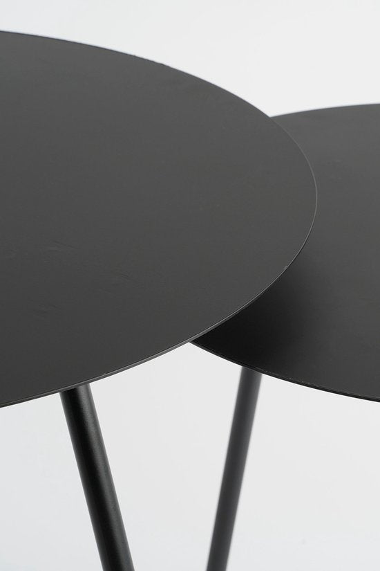 Mica Decorations Table d'appoint Pontus - Lot de 2 - H45 x Ø55 cm - Métal - Noir