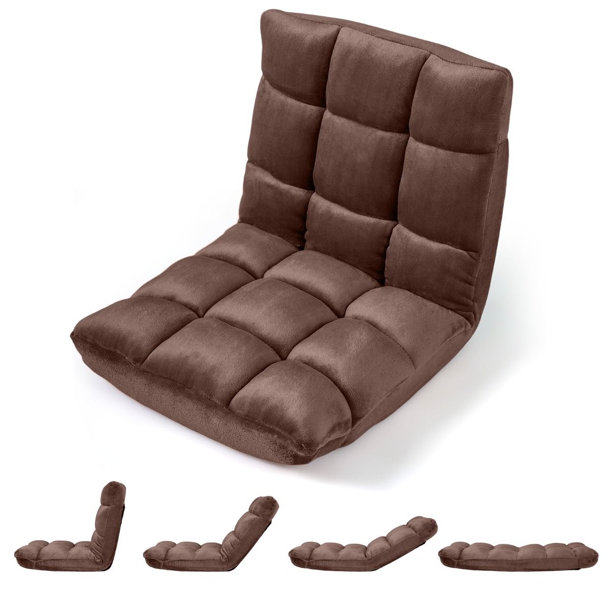 Chaise longue pliable Coast Tatami - dossier réglable sur 14 positions - mousse haute densité - marron