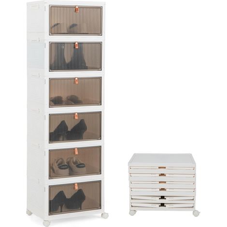 Boîtes de rangement pliables à roulettes - 40 x 37,5 x 123 cm - Portes magnétiques