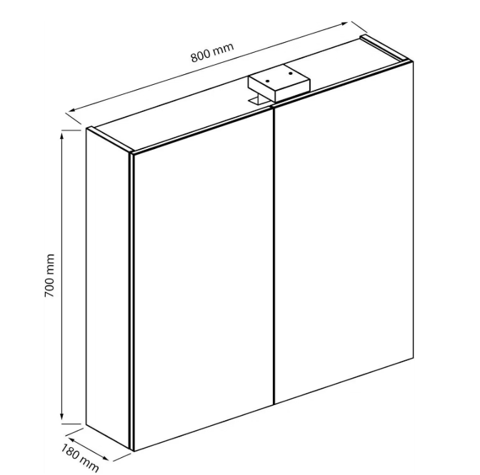 Allibert Armoire de toilette 80x70x15 cm - Blanc brillant avec éclairage LED et intérieur miroir