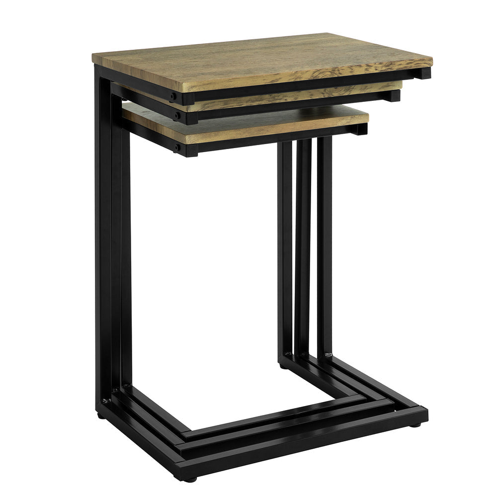 SoBuy Lot de 3 tables basses - Coulissantes - Tables d'appoint - Max. 20KG - 34 x 51 x 26 cm - Couleur bois