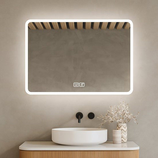 Bayt Miroir de salle de bain - Miroir de salle de bain avec éclairage - Miroir mural - 3 positions LED - Anti-buée - 75x52 cm
