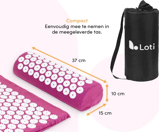 Loti Nail Mat with Nail Pillow - Purple/White - Tapis d'acupression - Lit d'acupuncture - Coussin d'acupuncture - Massage Shakti - Sac de transport inclus