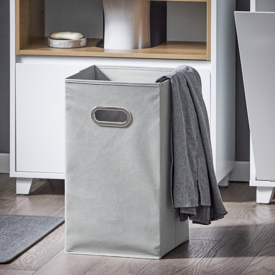 SoBuy BZR146-W Meuble de salle de bain - Bois composite blanc avec panier de lavage