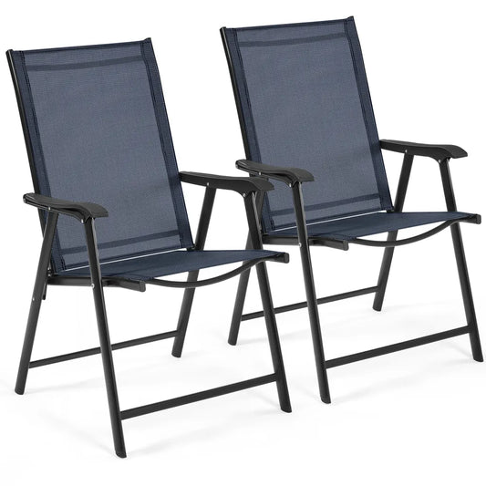 Yaheetech - Lot de 2 chaises de jardin pliables 54 x 57 x 93,5 cm - Bleu - Chaises pliantes avec accoudoirs et dossier haut
