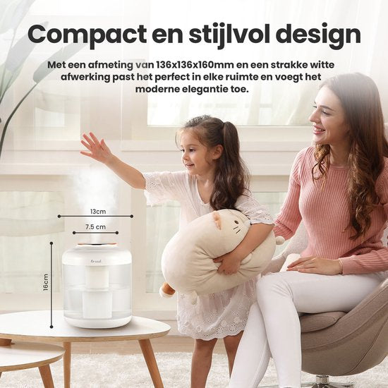 Humidificateur - 1.5L - Humidificateur - Sans fil et rechargeable - Diffuseurs d'arômes - Silencieux - Blanc - de Saaf