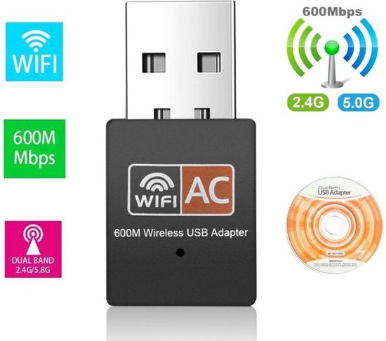 Adaptateur USB Wi-Fi Garpex® 600 Mbps - Bi-bande - Design compact