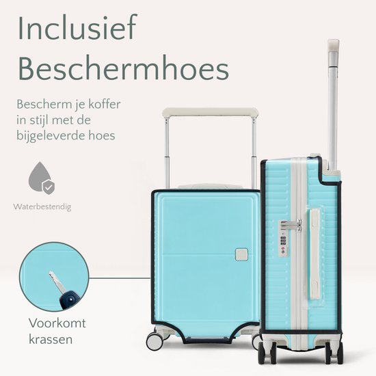 Skycases City Walker - Ensemble de valises 3 pièces | Léger et durable | 20, 24 et 28 pouces | Roues pivotantes à 360° | Verrouillage TSA | Housses de protection incluses - Bleu Tiffany