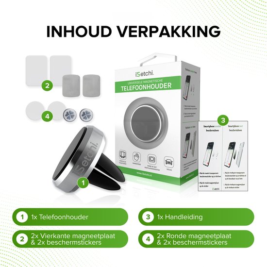 Support de téléphone iSetchi, Voiture, Magnétique, Gris/Noir