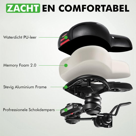 Selle de vélo Travelhawk - Selle de ville - Extra Confortable - Ventilante - Unisexe - Noire