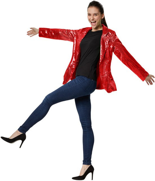 Dressforfun Manteau en paillette rouge XXL pour femme - Robe de soirée pour carnaval - 303875