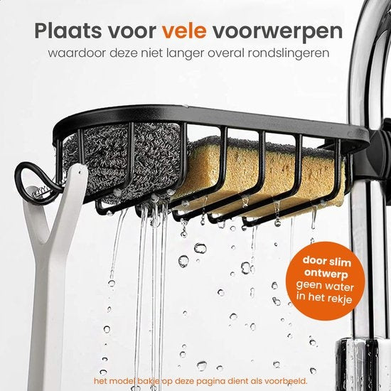 Goliving Support de douche suspendu - Support de douche - Sans perçage - Support de cuisine - Organisateur d'évier - Accessoires de salle de bain - 19,5 cm - Lot de 2 - Argenté