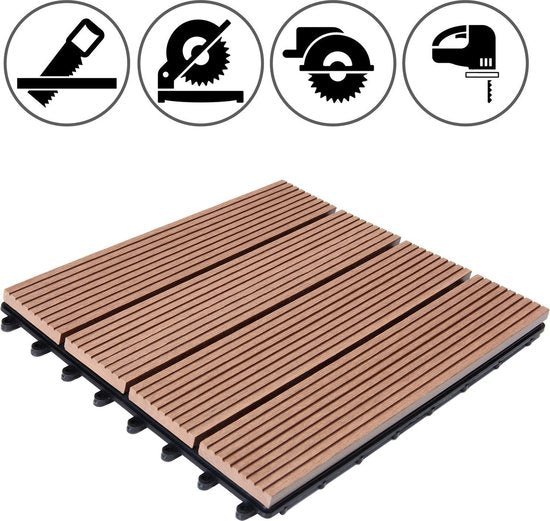 Dalles de terrasse en WPC - Lot de 22, modèle Classique 30 x 30 cm - Terracotta