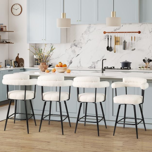 Ensemble Coast de 2 tabourets de bar - Blanc/Noir - Pivotants à 360° - Hauteur d'assise 69 cm