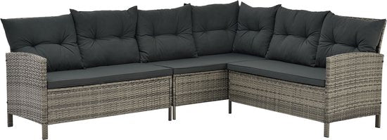 Ensemble de salon en polyrotan - Manacor - Gris