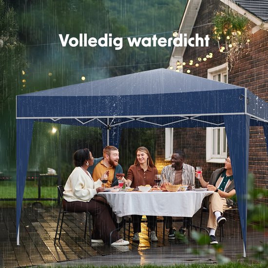 LifeGoods Party Tent Plus - Tente pliante - 3x3 m - Montage facile - Armature renforcée - Imperméable - Sac de transport - Bleu