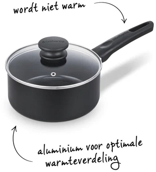 Brabantia Cooking Pleasure set - 7 pièces - Induction - Revêtement antiadhésif en céramique - 100% sans PFAS - Noir