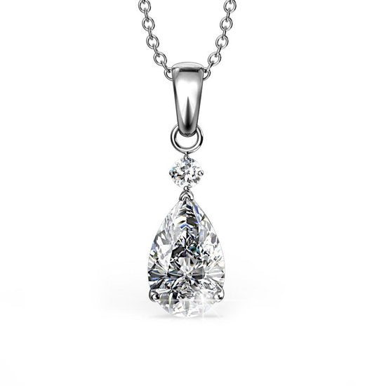 Yolora Collier pour femmes avec pendentif et cristaux Kalpa Camaka - couleur argent - plaqué or blanc 18K - boîte cadeau - cadeau de fête des mères