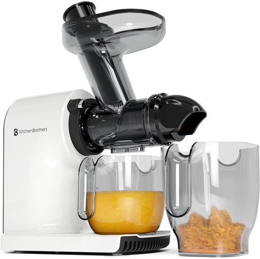 KitchenBrothers Extracteur de jus - Compact - Presse-agrumes - Presse-légumes et fruits - 45 mm - 500 ml - Blanc
